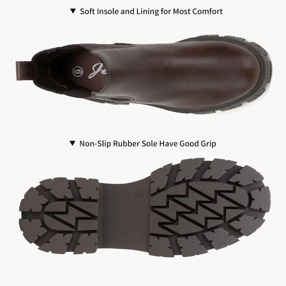 🆕Women's Chelsea Lug Sole-9620- Synthetic leather Ankle Elastic Band Boots - Picture 6 of 10